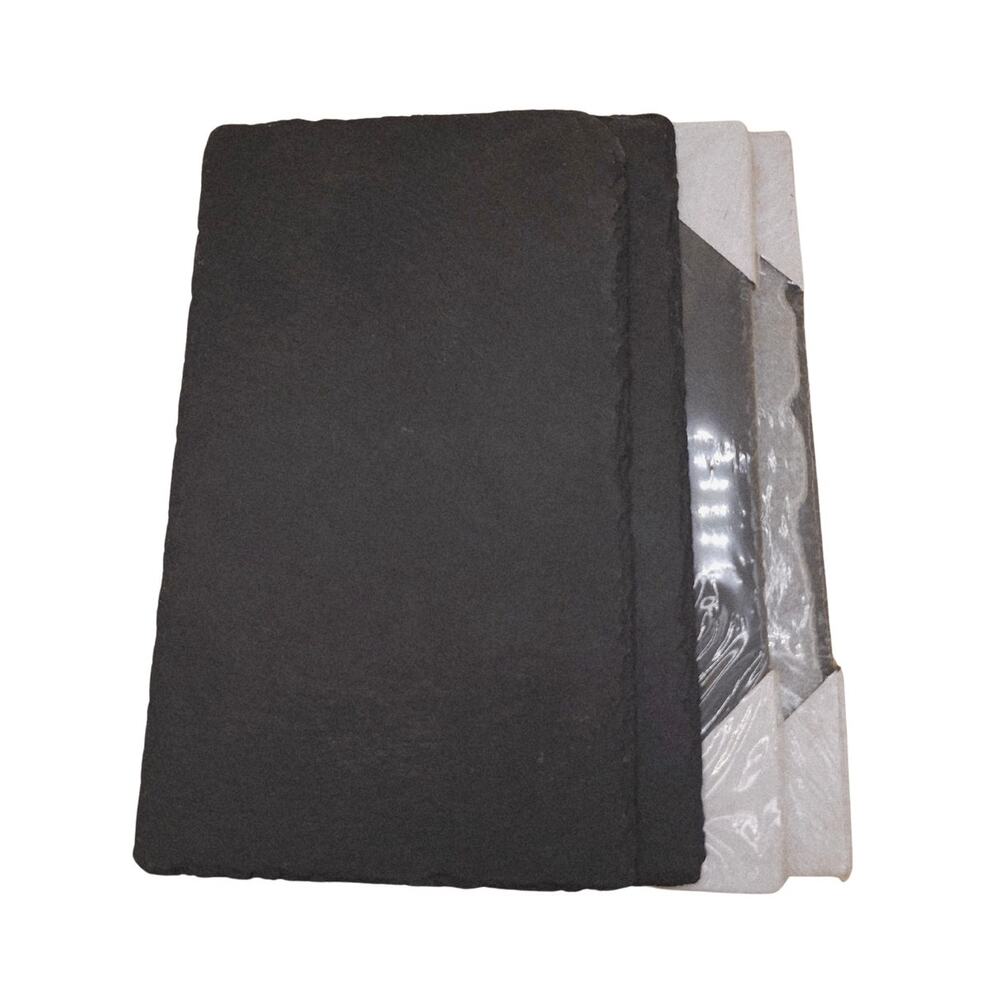 (6) Black Slate Cheese Boards Rubber Tabs For Stability 10"x6" Dark Gray 6-Pack